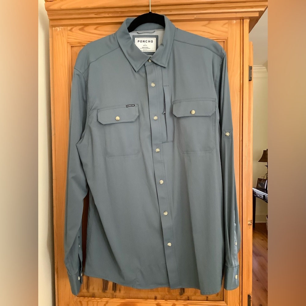 Pancho Slate Blue Men's Casual Button Down Shirt